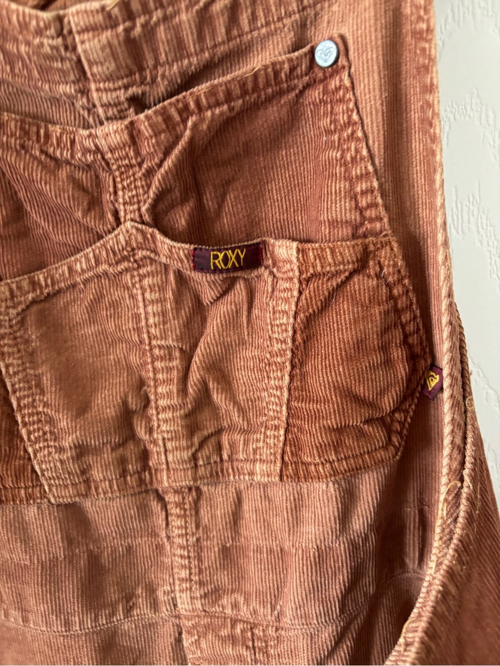 Roxy Corduroy Overalls in Warm Terracotta - Picture 3 of 7